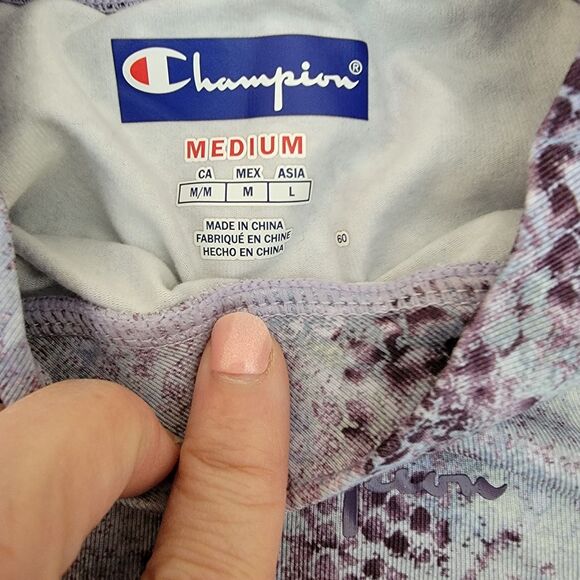 Champion Long Sleeve Purple Animal Print Crop Top Cheer Women’s Size Medium - Picture 4 of 9